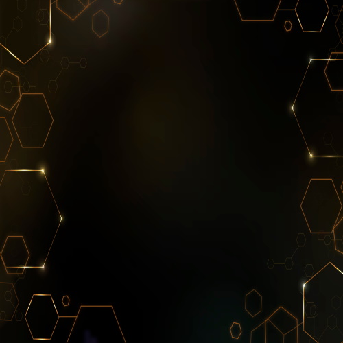 Digital technology background vector with hexagon frame in gold tone